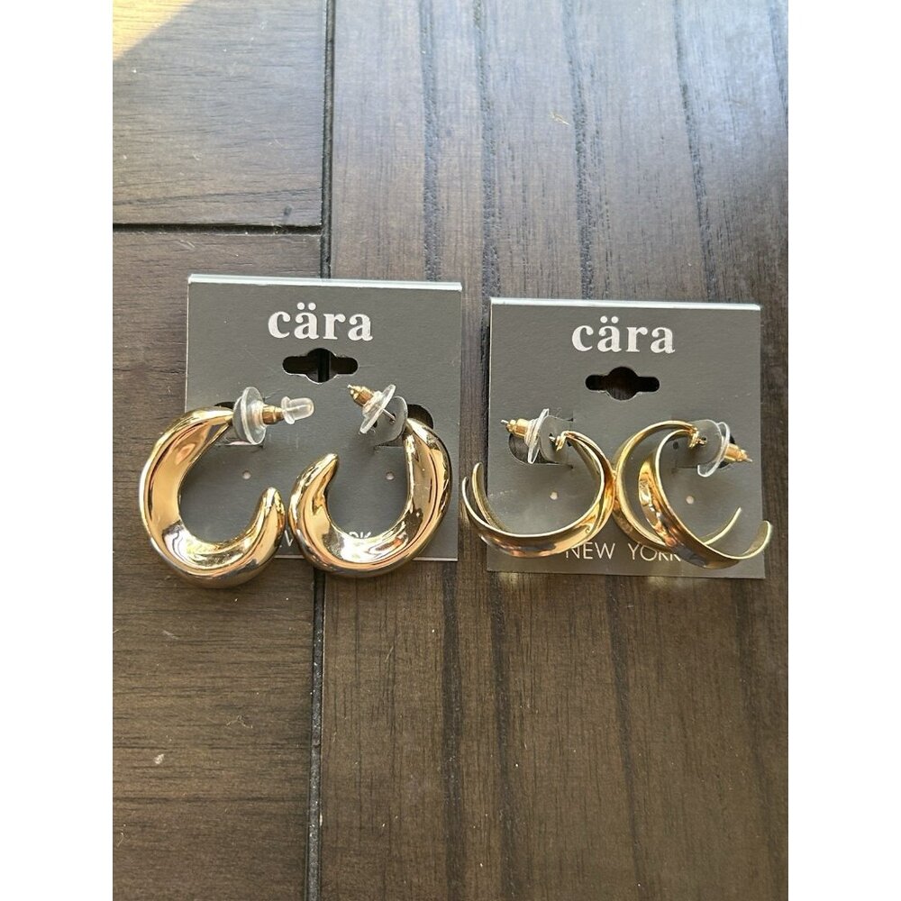 NWT CARA New York Lot Of 2 Gold Tone Earrings Women Nordstrom